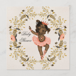Watercolor Wreath Ethnic Ballerina Babydusche Einladung