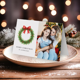 Watercolor Wreath Foto Modernes Weihnachtsfest Feiertagskarte