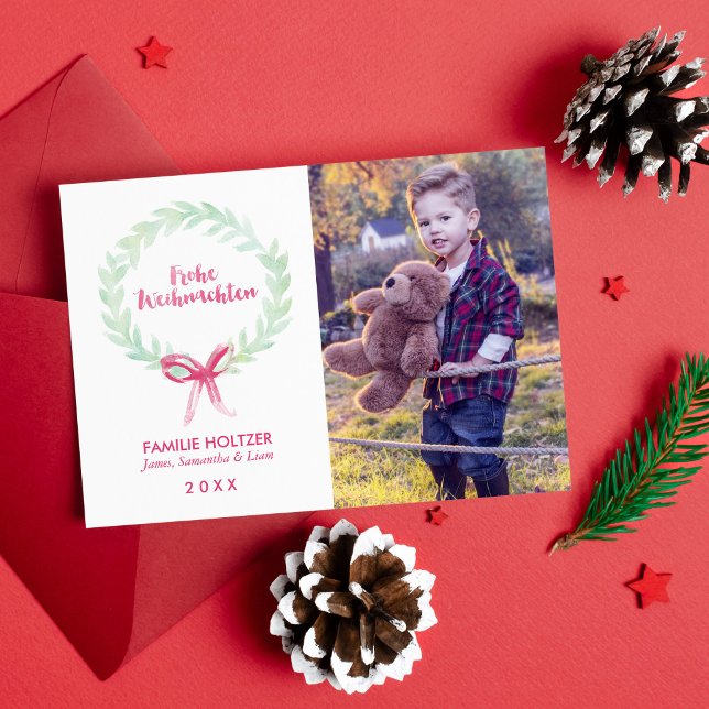 Watercolor Wreath Frohe Weihnachten Photo (Von Creator hochgeladen)