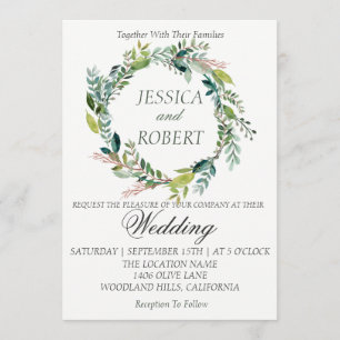 Watercolor Wreath Garden Wedding Einladung