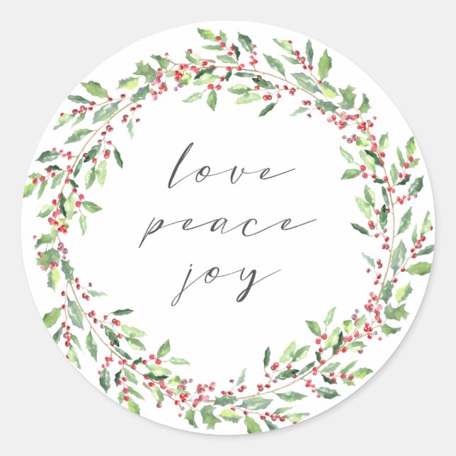 Watercolor Wreath Holiday Sticker (Vorderseite)