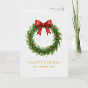 Watercolor Wreath Modern Business Christmas