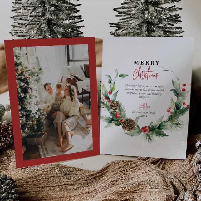 Watercolor Wreath Red Berries Foto Weihnachten (Von Creator hochgeladen)