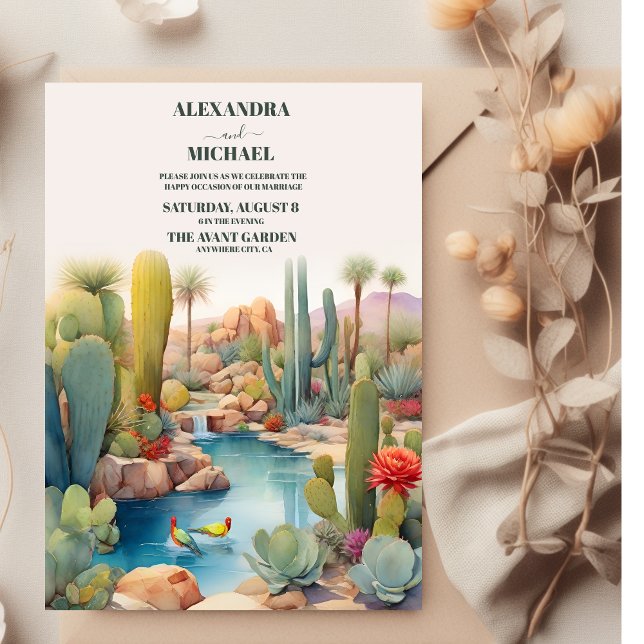 Watercolor Wüste Cactus Landscape Wedding Einladung (Von Creator hochgeladen)
