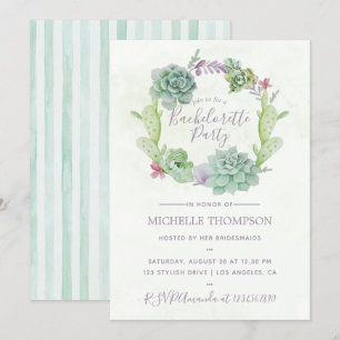 Watercolor Wüste Cactus succulents Bachelorette Einladung