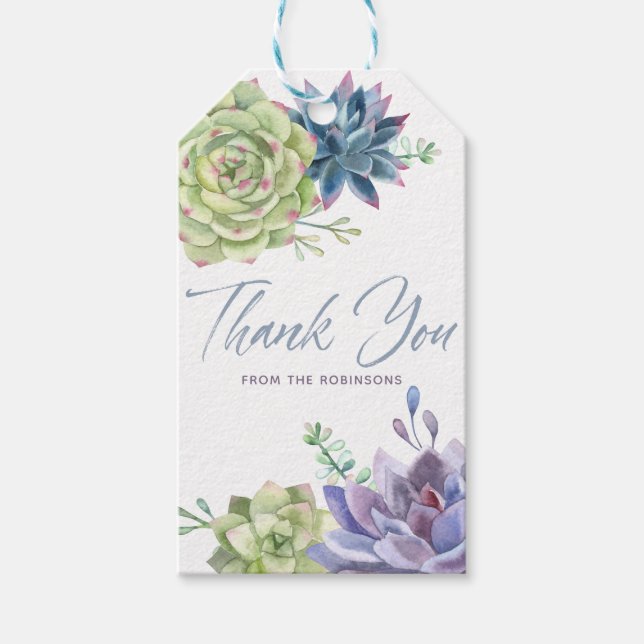 Watercolor Wüste Cactus Succulents Vielen Dank Geschenkanhänger (Vorderseite)