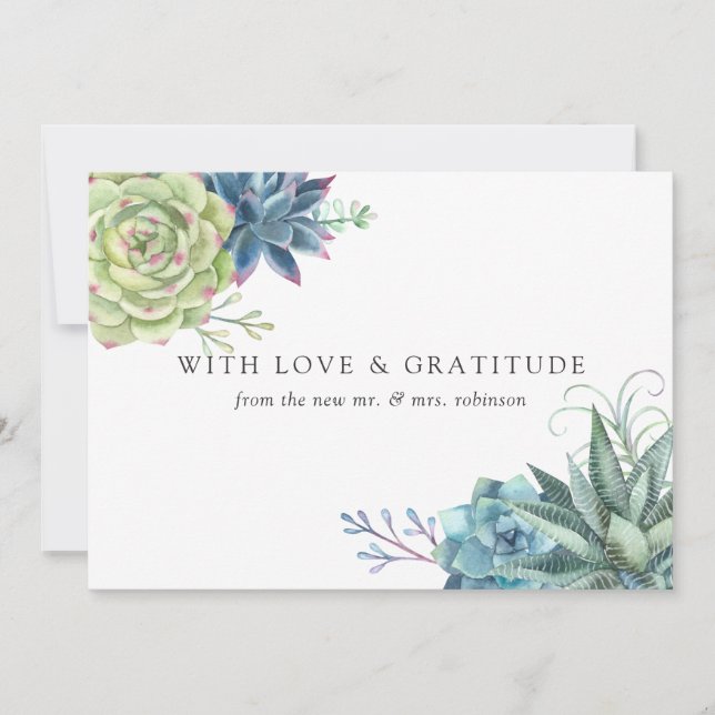 Watercolor Wüste Cactus succulents Wedding Dankeskarte (Vorderseite)