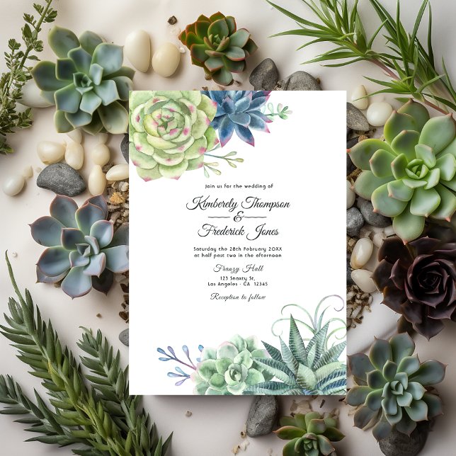 Watercolor Wüste Cactus succulents Wedding Einladung (Succulents Wedding)