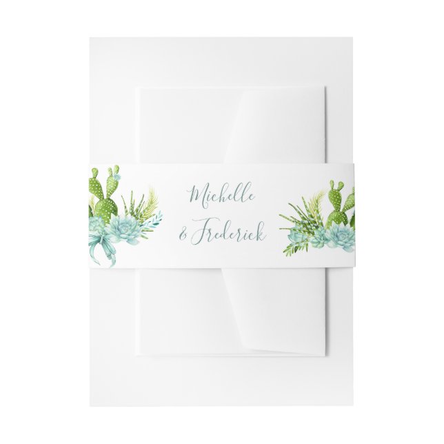 Watercolor Wüste Cactus succulents Wedding Einladungsbanderole (Vorderseite Beispiel)