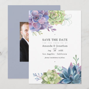 Watercolor Wüste Cactus succulents Wedding Foto Save The Date