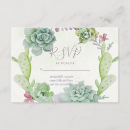 Watercolor Wüste Cactus succulents Wedding RSVP Karte