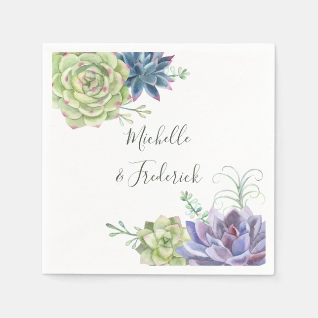 Watercolor Wüste Cactus succulents Wedding Serviette (Vorderseite)