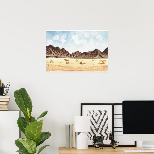 Watercolor Wüste Gebirgslandschaft Kunstdrucke Poster (Heimbüro)