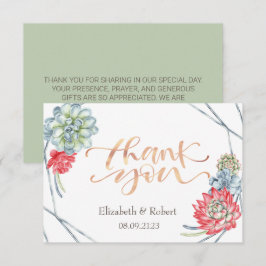 Watercolor Wüste Red Succules Danke Karte