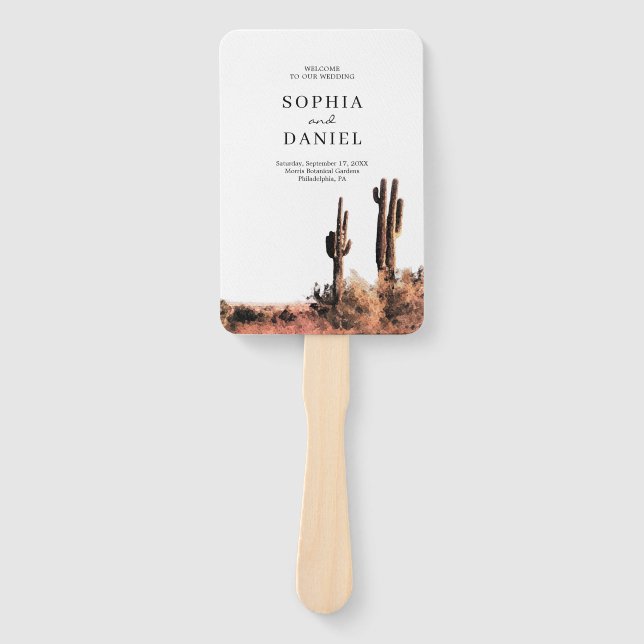 Watercolor Wüste Wedding Program Fan Fächer (Vorderseite)