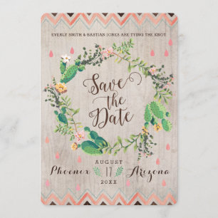 Watercolor-Wüsten-Kaktus-Hochzeit retten die Daten Save The Date