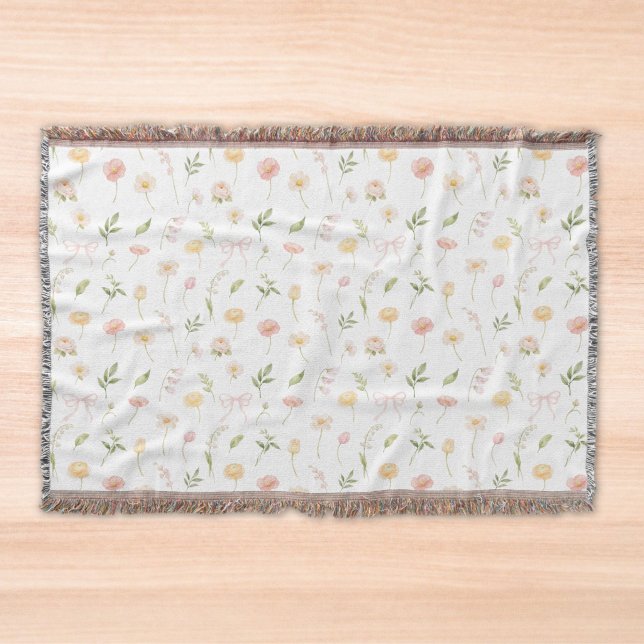 Watercolor Yellow and Pink Flower Floral Pattern Decke (Von Creator hochgeladen)