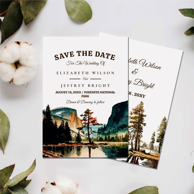 Watercolor Yosemite National Park Wedding Ca US I Einladung (Von Creator hochgeladen)