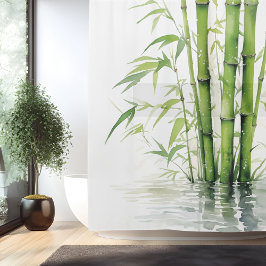 Watercolor Zen Bamboo Harmonie Duschvorhang