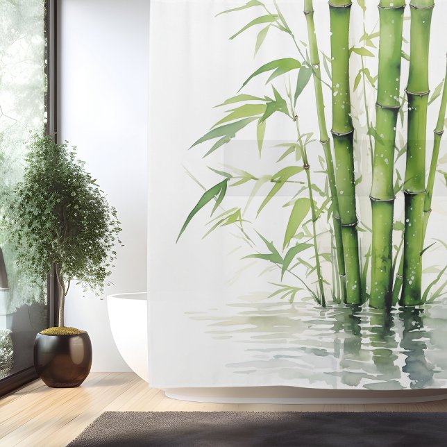 Watercolor Zen Bamboo Harmonie Duschvorhang (Von Creator hochgeladen)