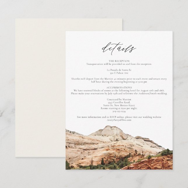 Watercolor Zion Nationalpark Hochzeitsstimmung Einladung (Vorne/Hinten)
