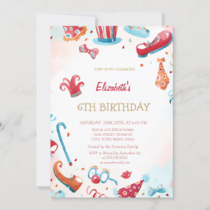 Watercolor-Zirkus-Karneval-Herzen-Geburtstag Einladung