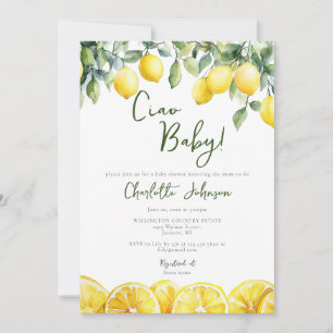 Watercolor-Zitrone Citrus-Italienische Babyparty Einladung