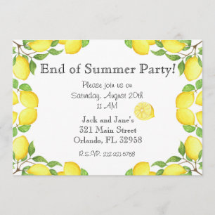 Watercolor-Zitronen-Ende der Sommer-Party Einladung