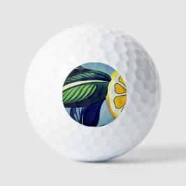 Watercolor Zitronenscheibe Golfbälle — Citrus Edit