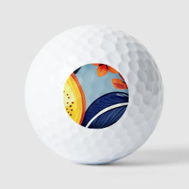 Watercolor Zitronenscheibe Golfbälle — Citrus Edit