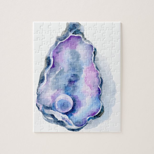 Watercoloraustern-Muschel mit Perle (Vertikal)