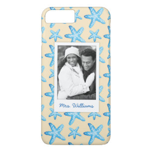Watercolorblaue Starfish Ihr Foto u. Name Case-Mate iPhone Hülle