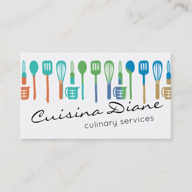 Watercolorgerät-Kochs-Catering-Geschäftskarten Visitenkarte (Vorderseite)