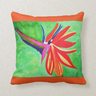 Watercolorparadiesvogel Blume Kissen