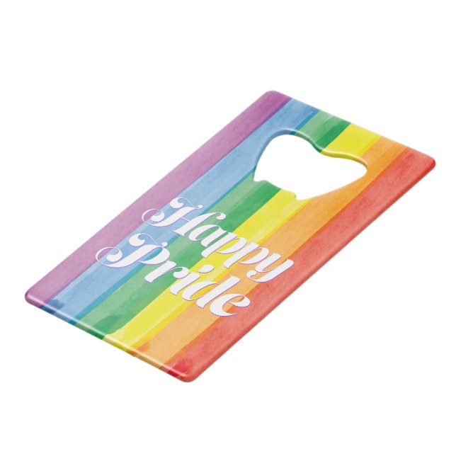 Watercolors Happy Pride Regenbogen Geldbeutel Flaschenöffner (Vorderseite Schrägansicht)