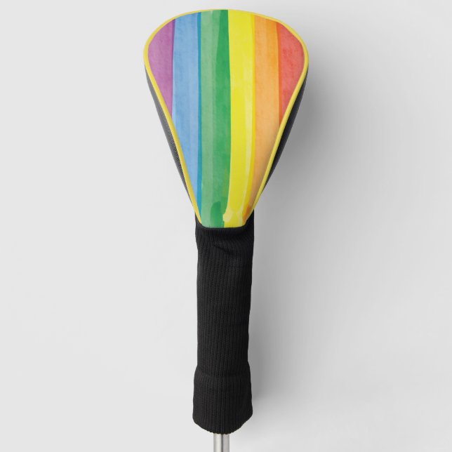 Watercolors Pride Regenbogen Golf Headcover (Vorderseite)