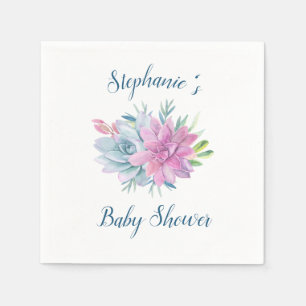 Watercolorsucculents-Baby-Dusche personalisiert Serviette