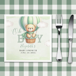 WatercolorTeddy Bear Baby Shower Boy Party Serviette