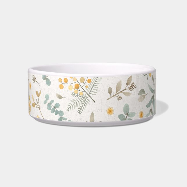Watercolorverlässt Blumenzweigeukalyptus Beige Napf (Vorderseite)