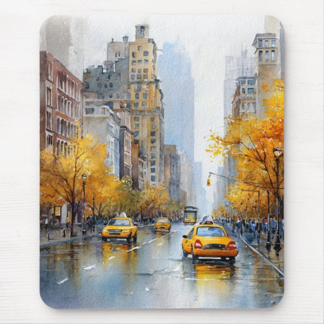 Watercolour Autumn in New York Mousepad (Vorne)