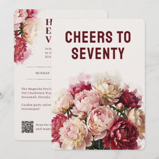 Watercolour Blooms | Elegante Pfingstrose zum 70. Einladung