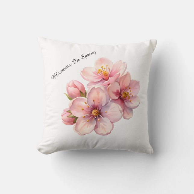 Watercolour Blossoms Spring Custom Pillow Cover  Kissen (Vorderseite)