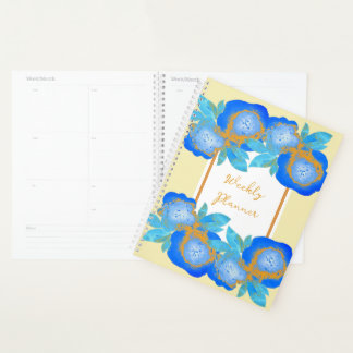 Watercolour Blue Gold Roses Weekly Planer