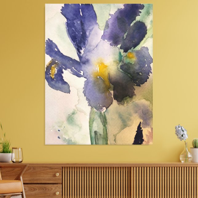 Watercolour Blue Iris Leinwanddruck (Insitu (Wohnzimmer))