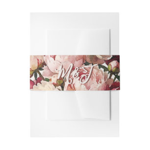 Watercolour-Blüten   Romantische Pfingstrosen-Hoch Einladungsbanderole