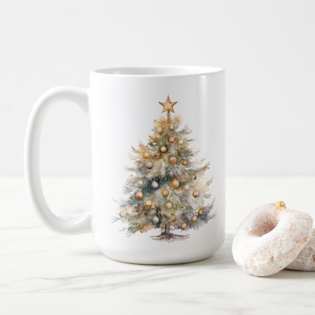 Watercolour Christmas Coffee Mug Kaffeetasse (Mit Donut)
