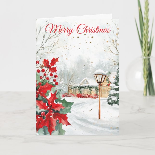Watercolour Christmas Garden Feiertagskarte (Vorderseite)