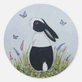 Watercolour Dutch Bunny Rabbit Runder Aufkleber