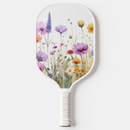 Watercolour field of wildflowers pickleball schläger