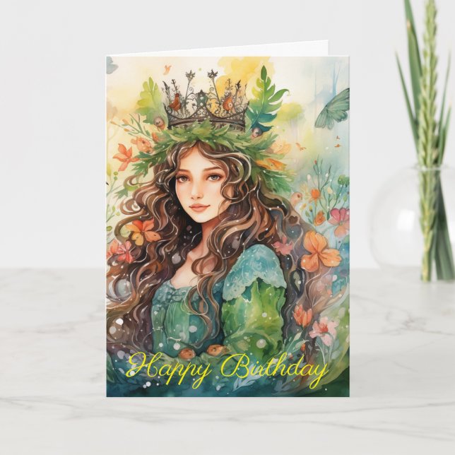 Watercolour Forest Princess Karte (Vorderseite)